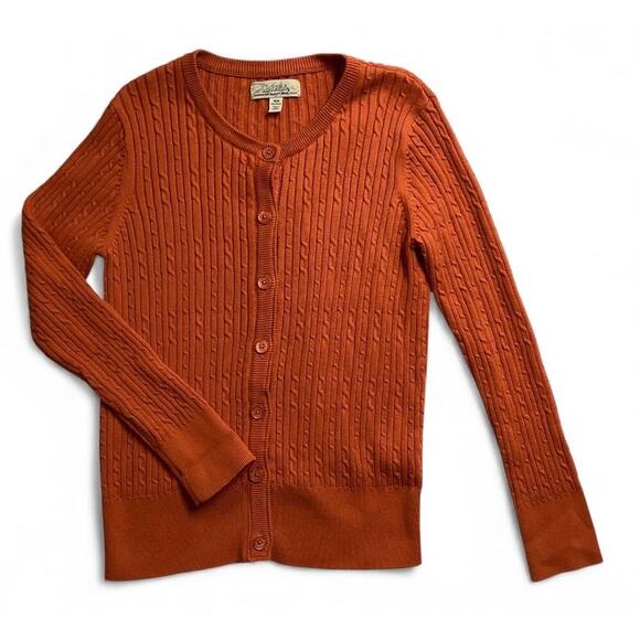 Cabela's cable-knit cardigan orange size M - Picture 4 of 8
